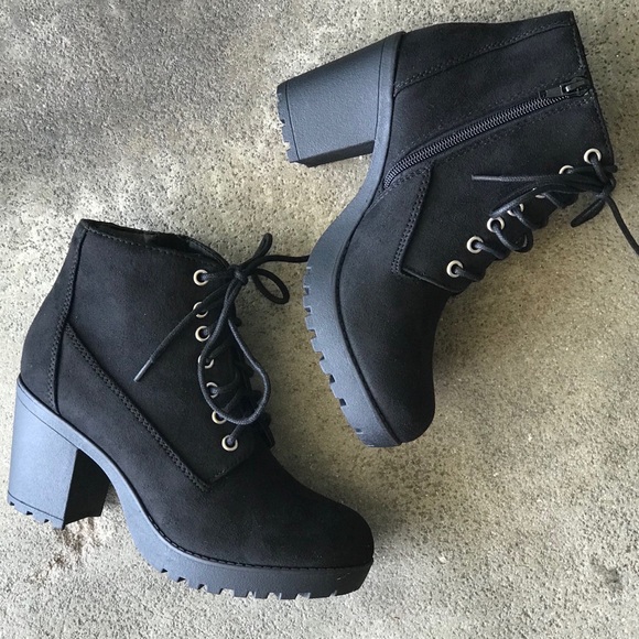 BEST SELLER Soda Black Military Heel Combat Boot Nu Shuz Key West - Picture 4 of 9